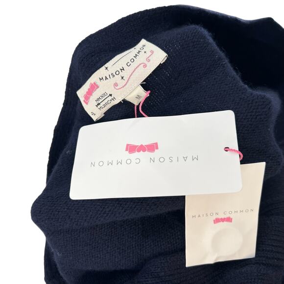 Maison Common Cardigan Sweater Fruit Print Navy Blue Merino Cashmere Size Medium - Picture 11 of 14